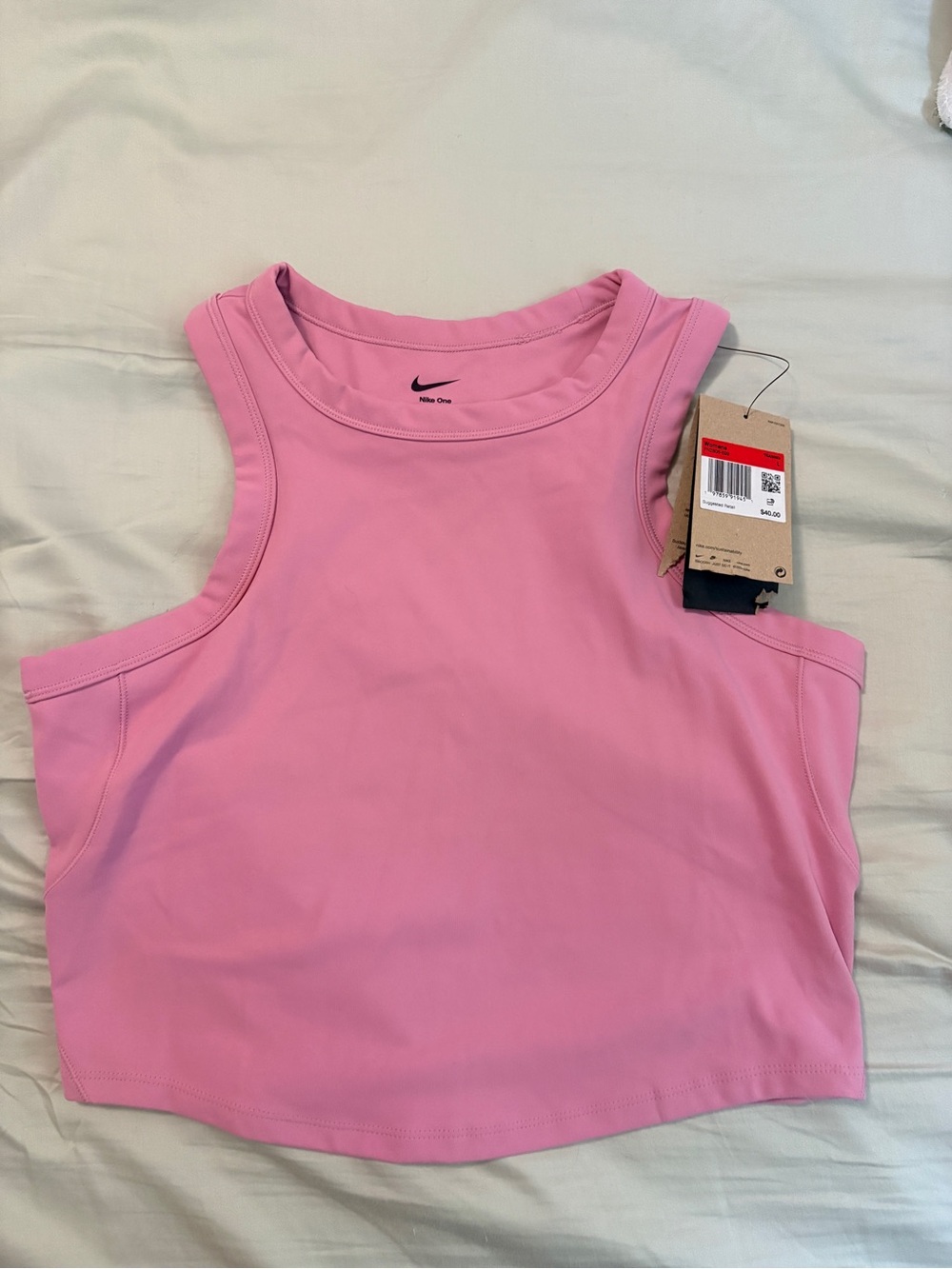 Nike Dri Fit Pink Cropped Tank Top tight fit